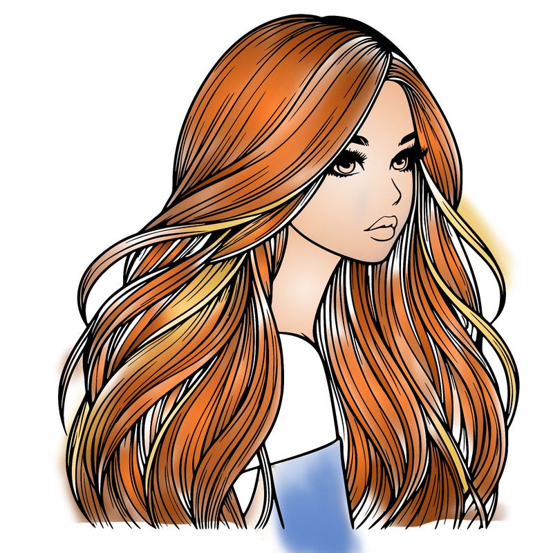realistic girl with long realistic hair
