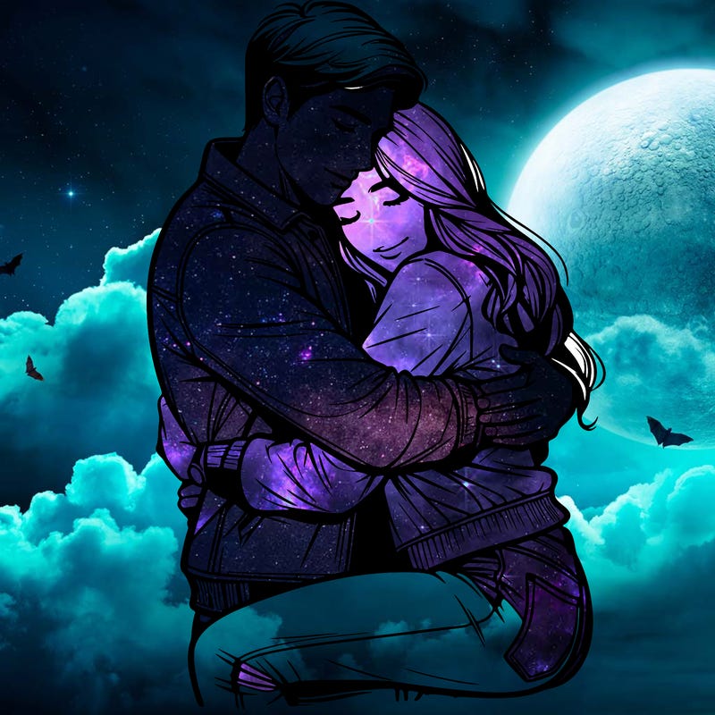 couple hugging realistic