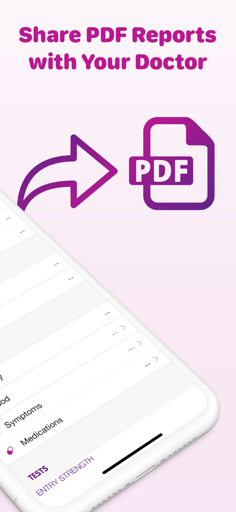 Una pantalla de la aplicación Sprout Fertility y Rastreador de Períodos que muestra la opción de exportar y compartir informes de salud en PDF con un médico.