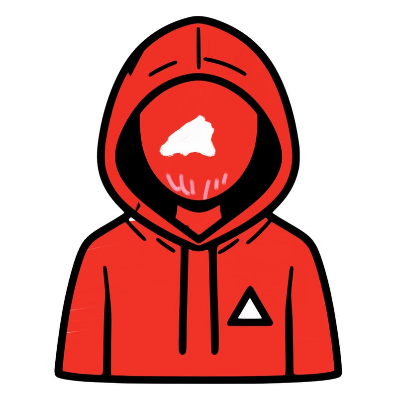 a person with non face waering a hoodie with a small triangle symbol