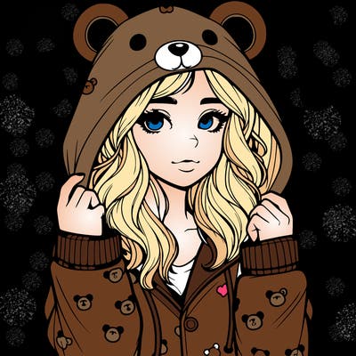 realistic girl in a animal pjs hoodie