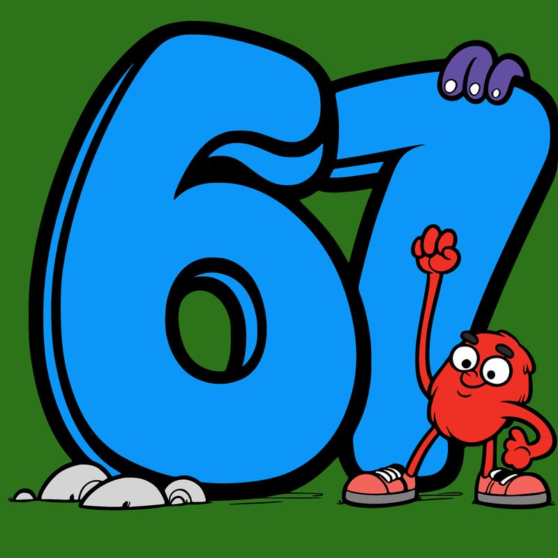 a giant 67 number