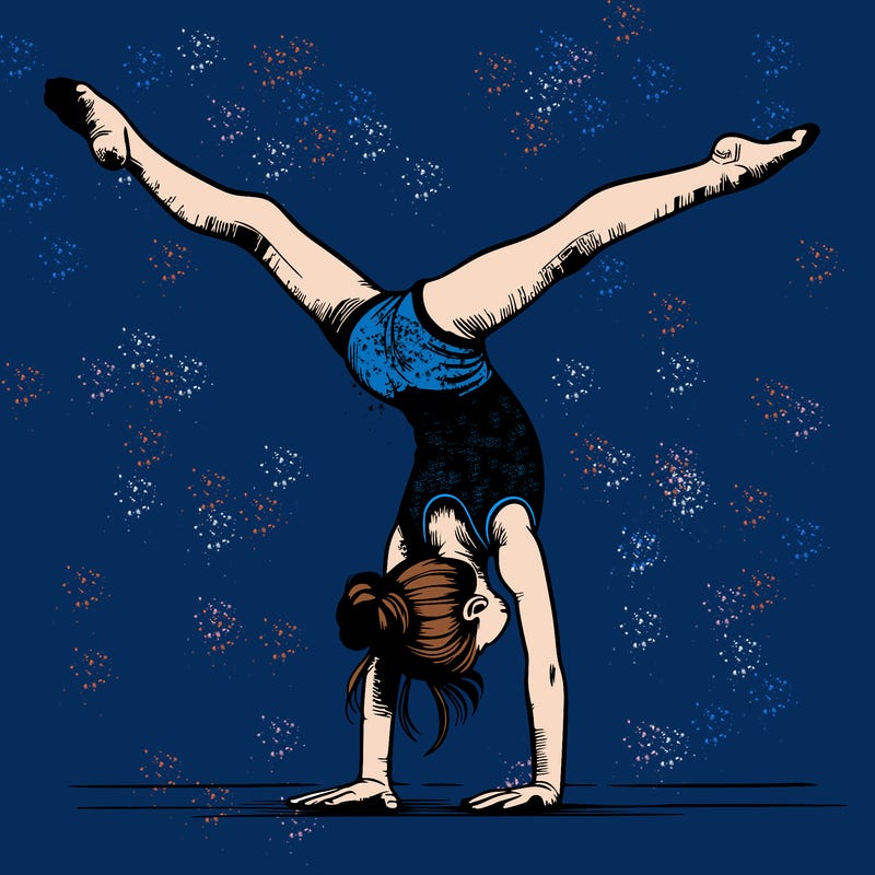 realistic gymnastic hand stand girl in four splits