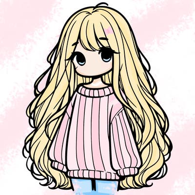 girl with long hair wearing a oversized sweater