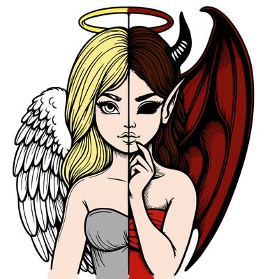 realistic angel half demon