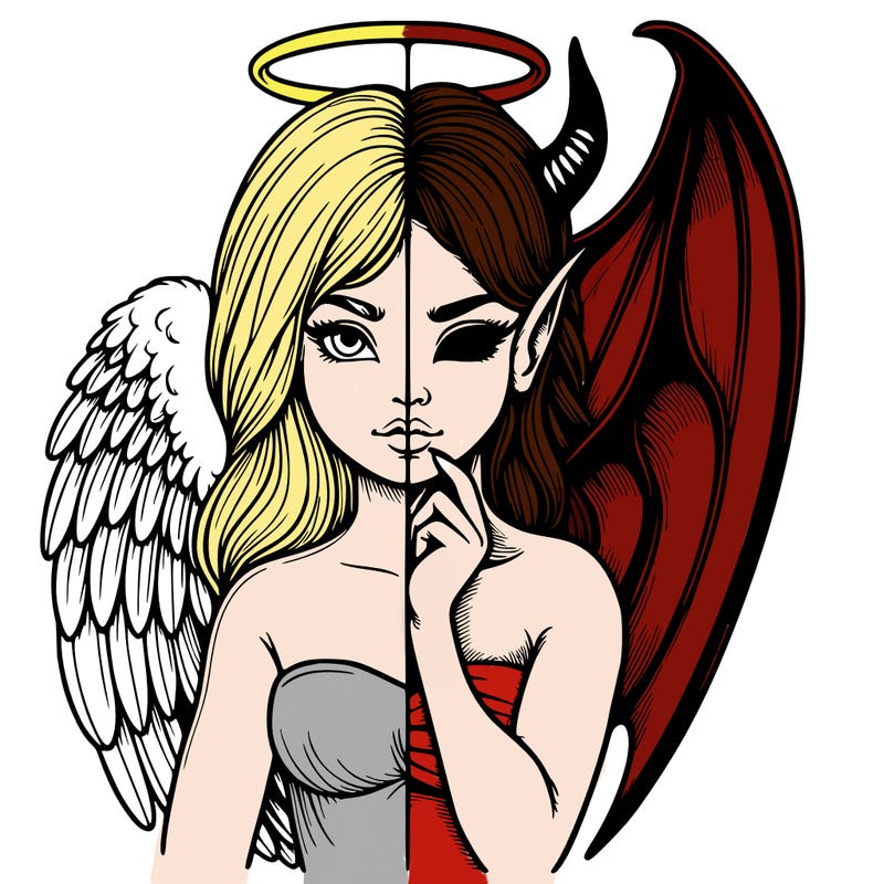 realistic angel half demon