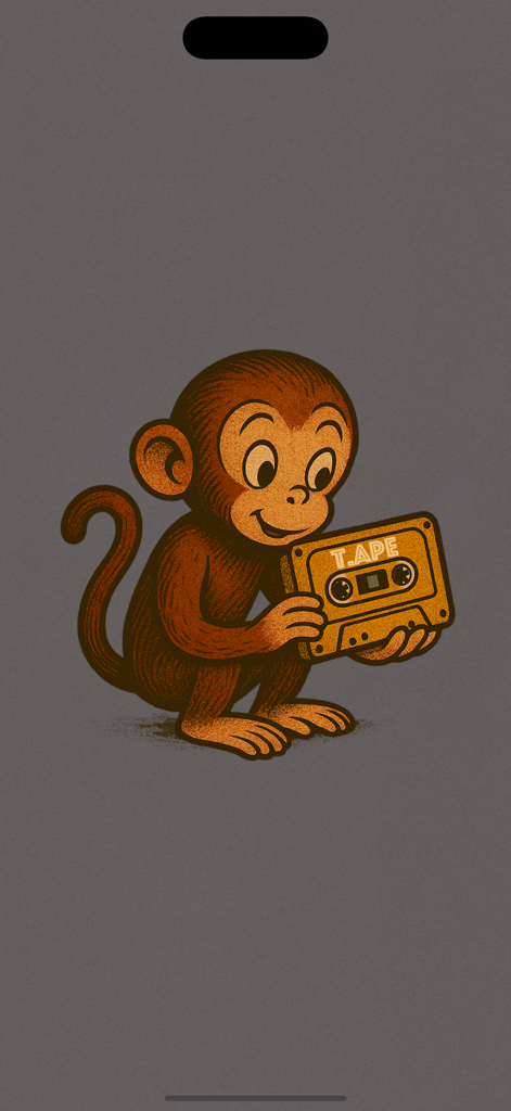 T.APE - Ilustración de un mono vintage sosteniendo una cinta T.APE