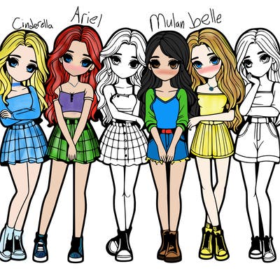 a group of girls realistic