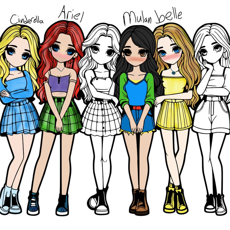 a group of girls realistic