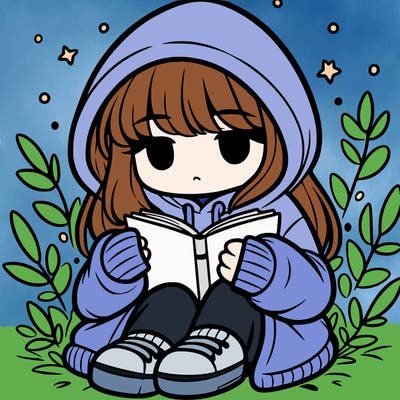 girl in oversized hoodie reading a book