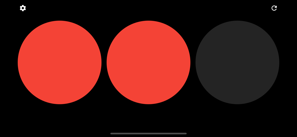 Race Start Signal - Una interfaz de señal de salida de carrera que muestra dos círculos rojos encendidos sobre un fondo negro para la cuenta regresiva de una carrera de autos RC.