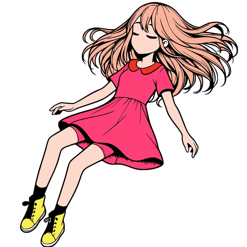 realistic girl floating