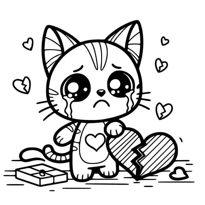 cat with a broken heart
