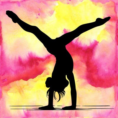 realistic gymnastic hand stand girl in four splits