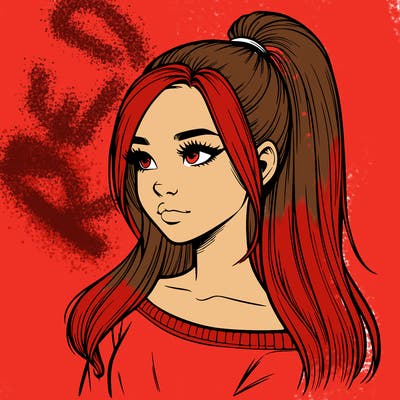 realistic girl with a high ponytail