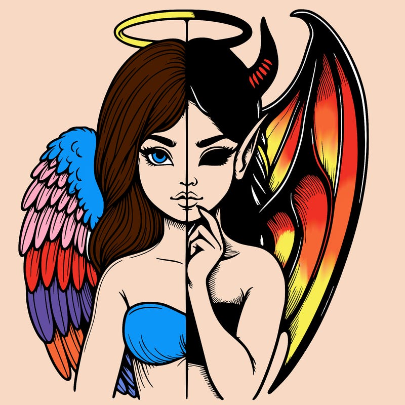 realistic angel half demon