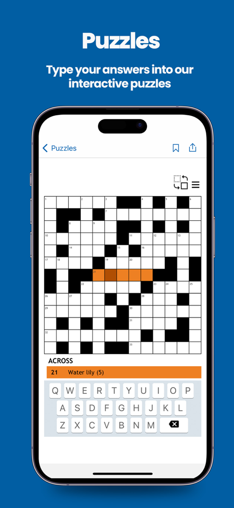 Interaktives Kreuzworträtsel in der Stoke Sentinel Newspaper-App.