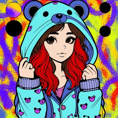 realistic girl in a animal pjs hoodie