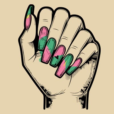 realistic hand with square nails