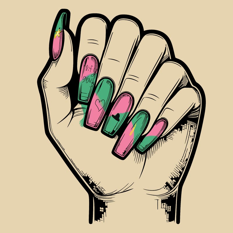 realistic hand with square nails