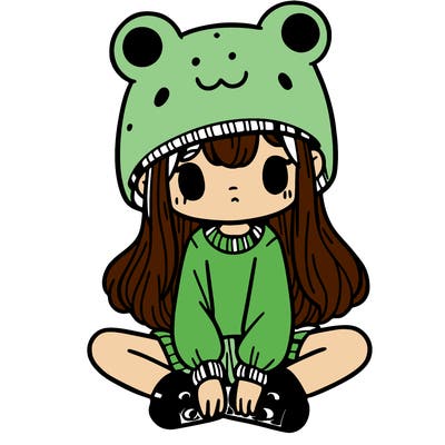 a girl wearing a frog hat and some frog socks