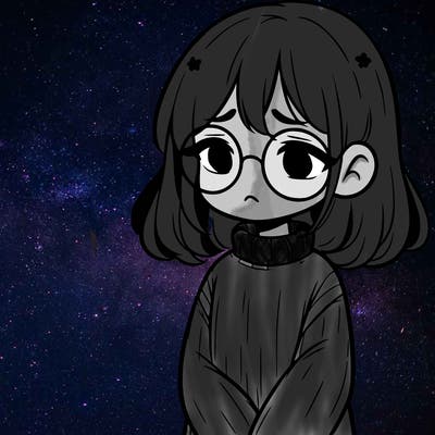 sad girl with glasses in a sweater