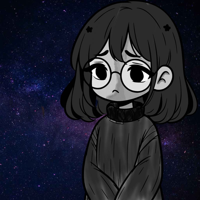 sad girl with glasses in a sweater