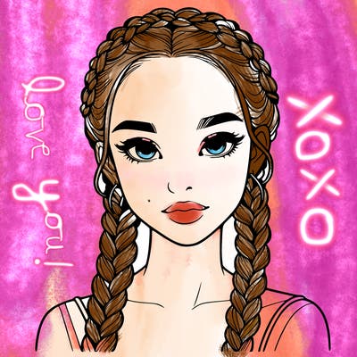realistic girl with braids