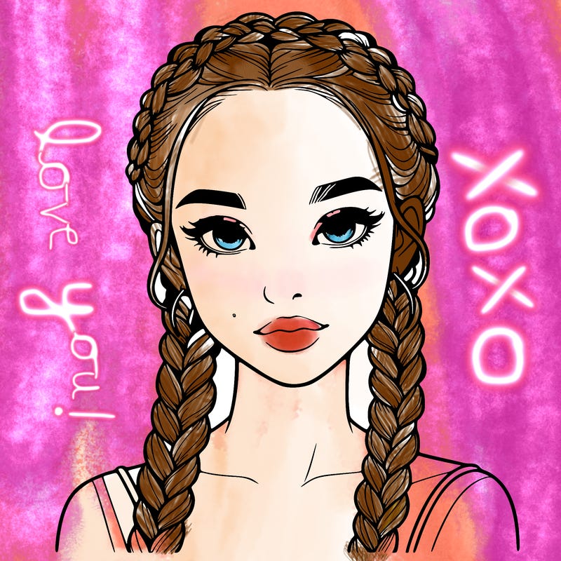 realistic girl with braids