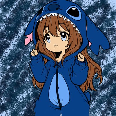 anime girl in a stitch onsie