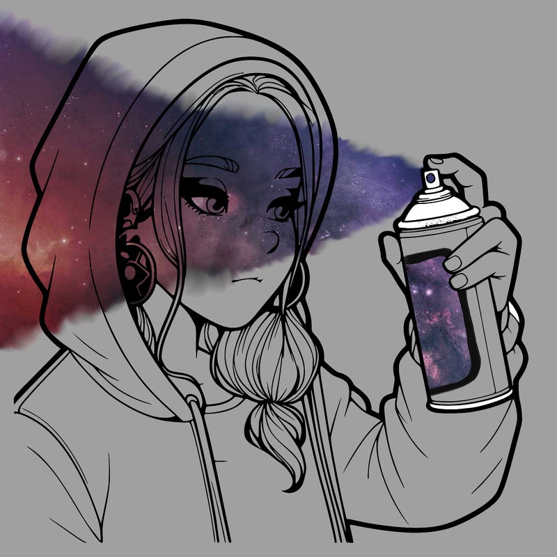 a realistic girl, spray painting