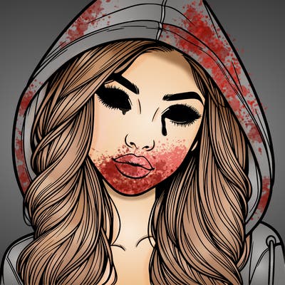 realistic beautiful girl with a hood on