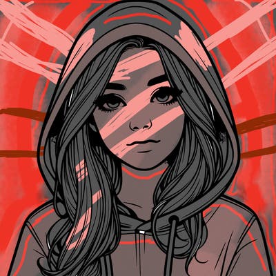 realistic girl with a hoodie