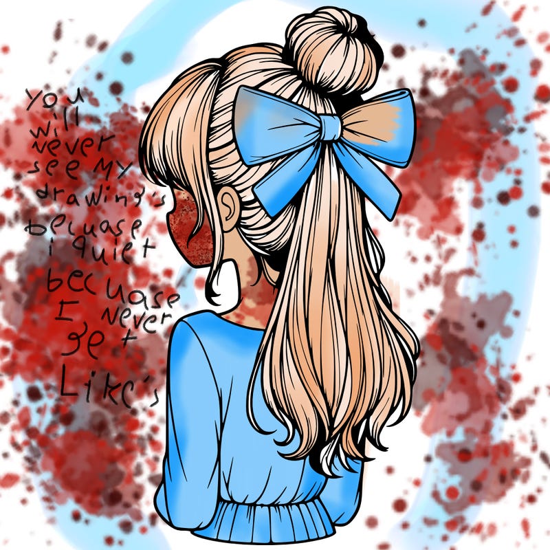 realistic girl  with hip length hair a bun and a big bow on the back of head