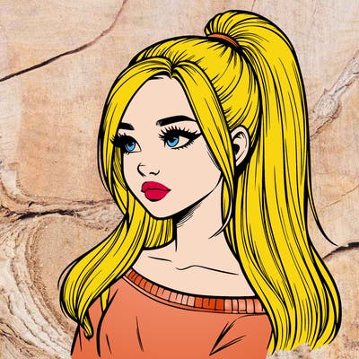 realistic girl with a high ponytail