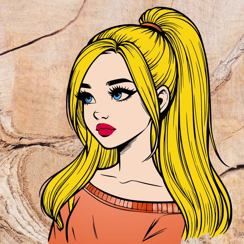 realistic girl with a high ponytail