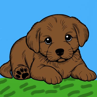 a cute realistic puppy