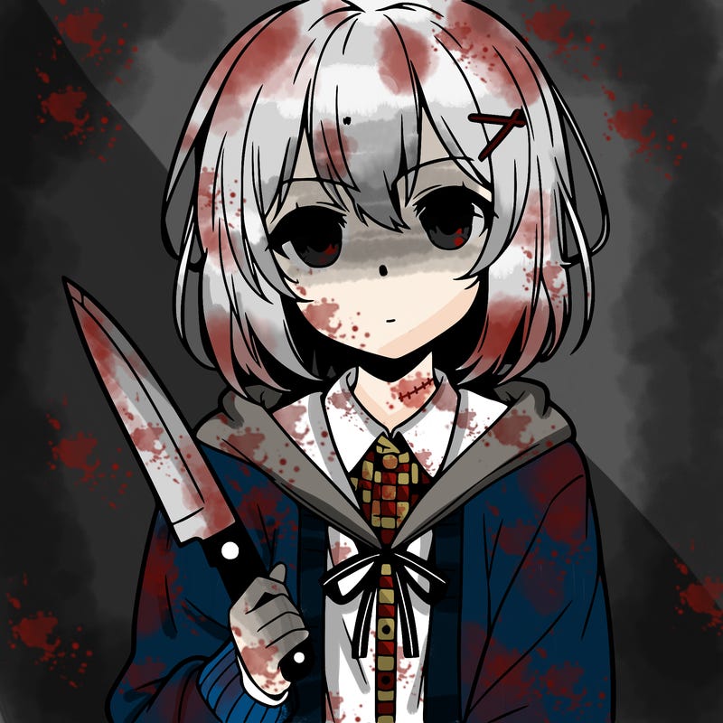 somewhat easy yandere anime girl crazy and has a knife