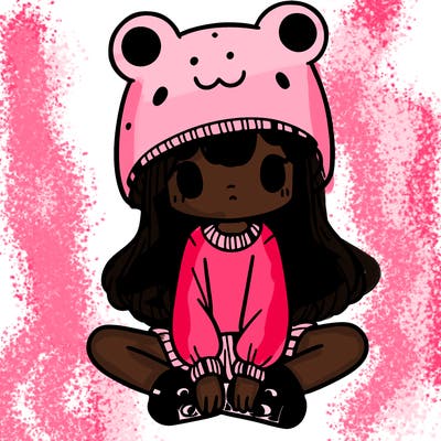 a girl wearing a frog hat and some frog socks