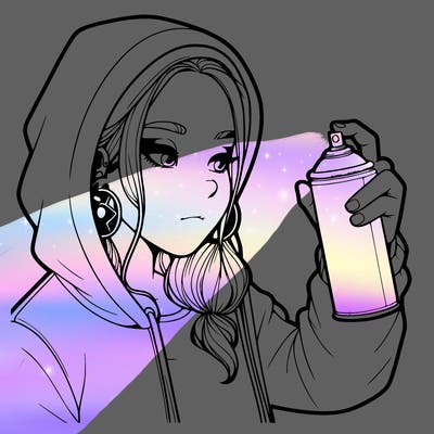 a realistic girl, spray painting