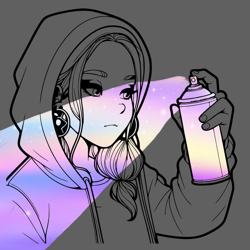a realistic girl, spray painting