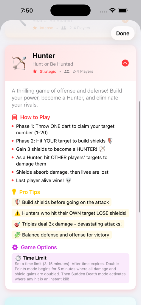 다트 게임 앱의 헌터 게임 모드에 대한 자세한 규칙 및 프로 팁