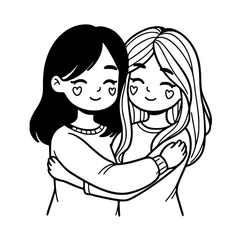 𝑡𝑤𝑜 𝑔𝑖𝑟𝑙𝑠 ℎ𝑢𝑔𝑔𝑖𝑛𝑔 𝑒𝑎𝑐ℎ 𝑜𝑡ℎ𝑒𝑟