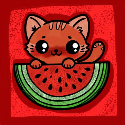 cute watermelon kitten