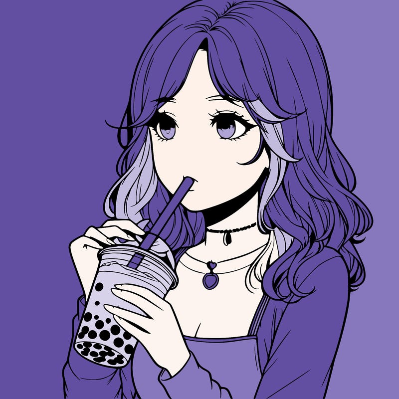 realistic girl drinking boba tea