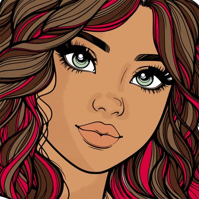 beautiful realistic girl close up to the camera with wavy hair,