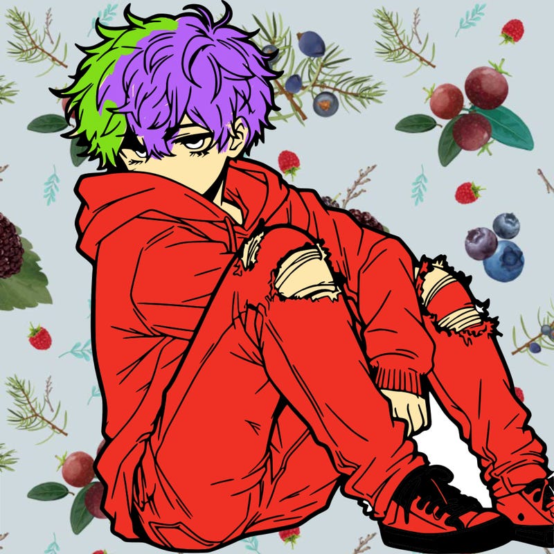 a male hoddie ripped jeans messy hair anime