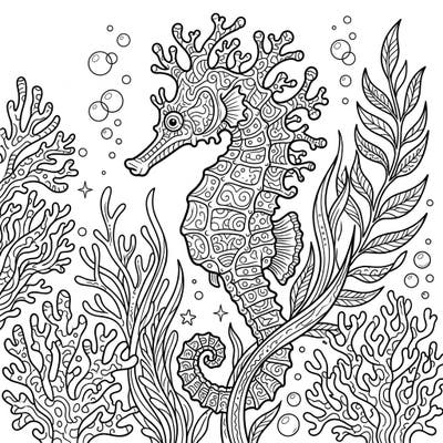 Embark on an underwater adventure with this stunning Barbour's Seahorse coloring page, featuring intricate details of this unique marine creature. Its ornate coronet and detailed patterns offer a captivating challenge for all coloring enthusiasts.