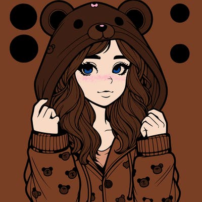 realistic girl in a animal pjs hoodie
