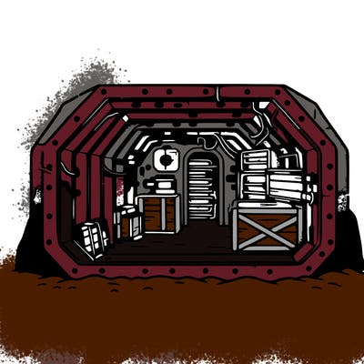 inside of bunker from book compound